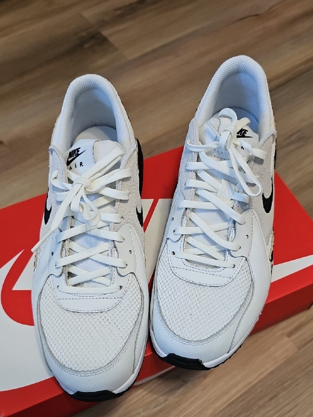 Nike White and Black Leopard Accent Running Sneakers - Picture 2 of 5